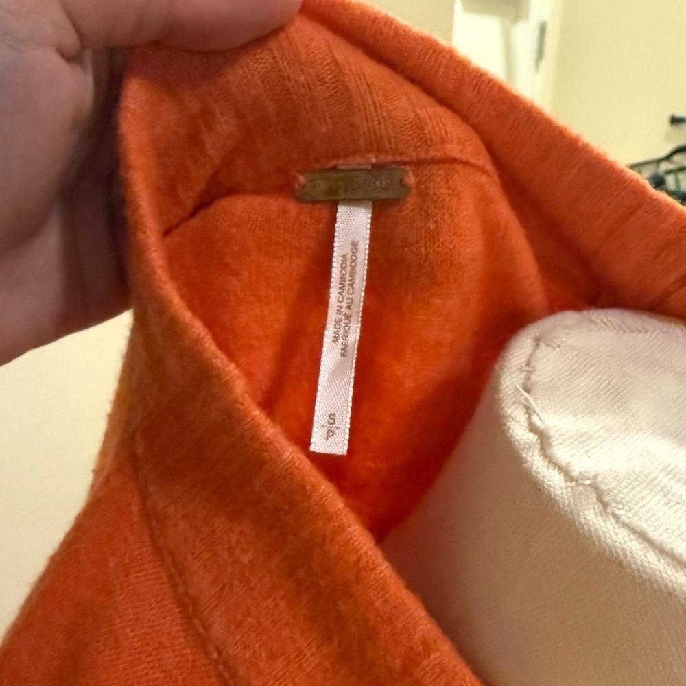 Free People Slouchy Knit Pullover Sz S Orange Boho Cozy - Picture 5 of 6